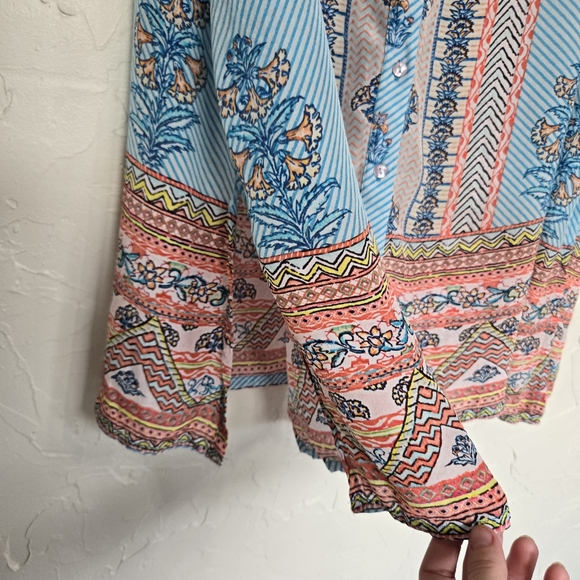 Tolani Bohemian Patterned Button Front Shift Dress - Picture 4 of 11